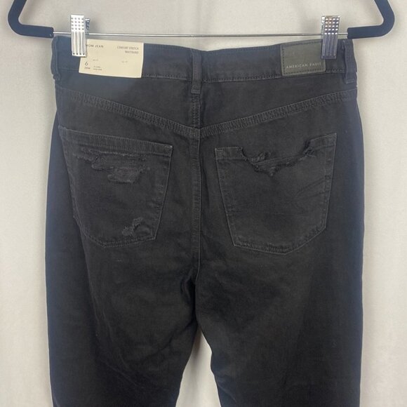 American Eagle Outfitters AE Ripped Mom Jean - Destroyed Black - Size 6 X-Long - Picture 11 of 15